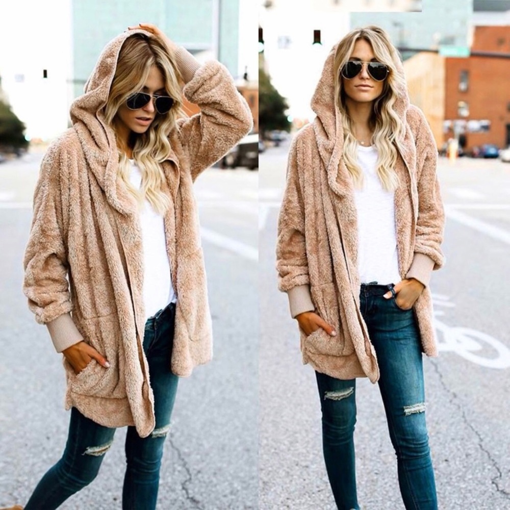 ❤️SUPER SOFT, CREAM SHERPA JACKET WITH HOOD❤️